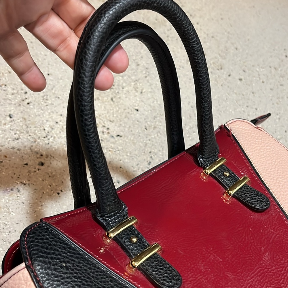 STEVE MADDEN COLORBLOCK CROSSBODY SATCHEL BAG BLACK PINK RED - Picture 8 of 16